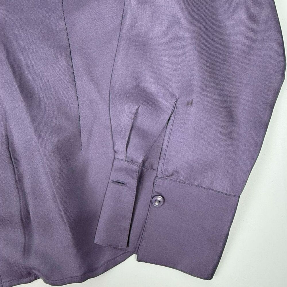 Jones New York Y2K 100% Rich Lilac Silk Satin Blouse - M/L - Picture 5 of 6